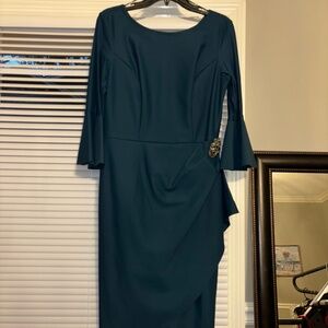 Alex Evenings bell sleeved draped compression sheath